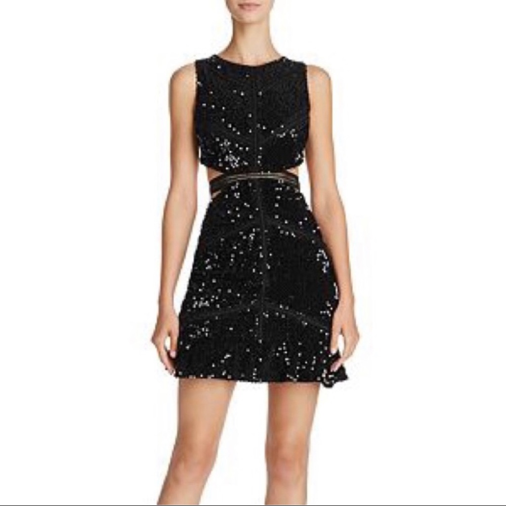 Olivaceous Sequin Cutout Dress